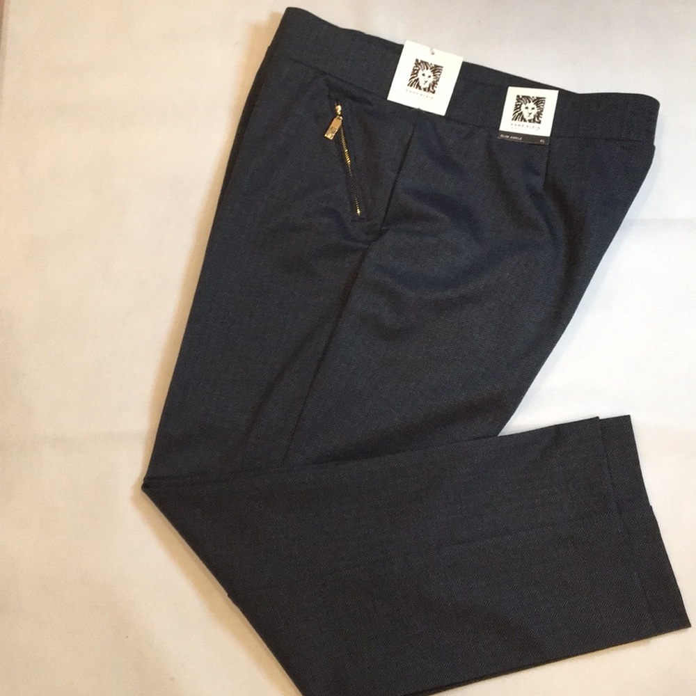 Anne Klein black maritime blue woven slacks Sz XL